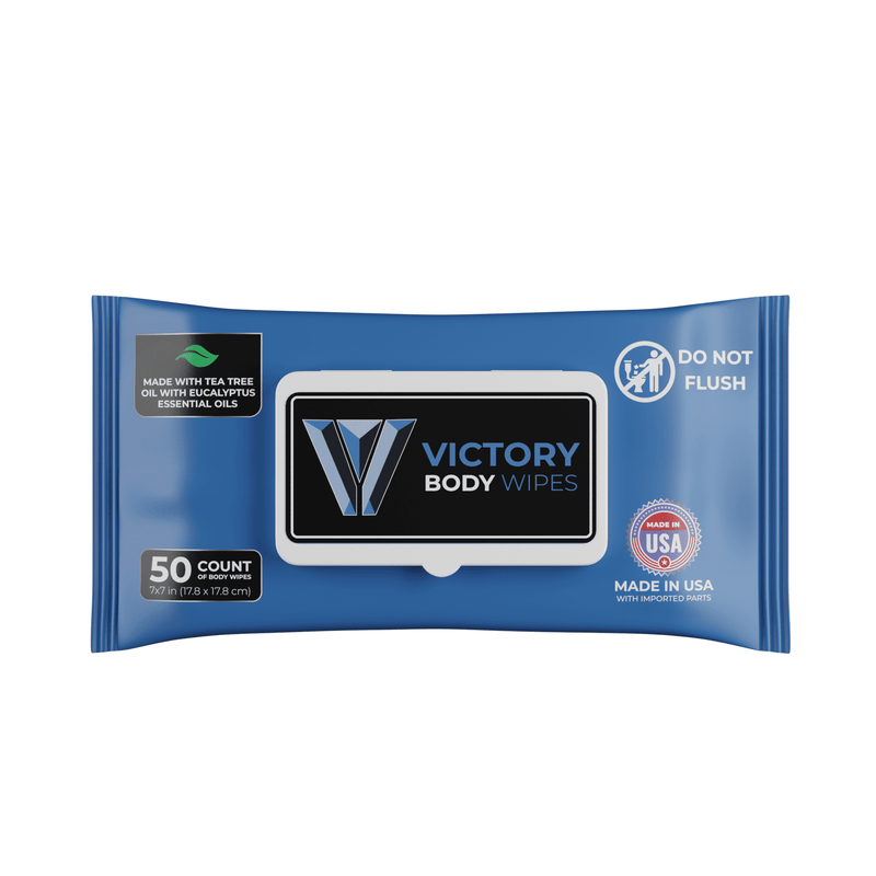 Victory Body Wipes (50 Count) Post-Workout Wipes with Tea Tree & Eucalyptus Essential Oils