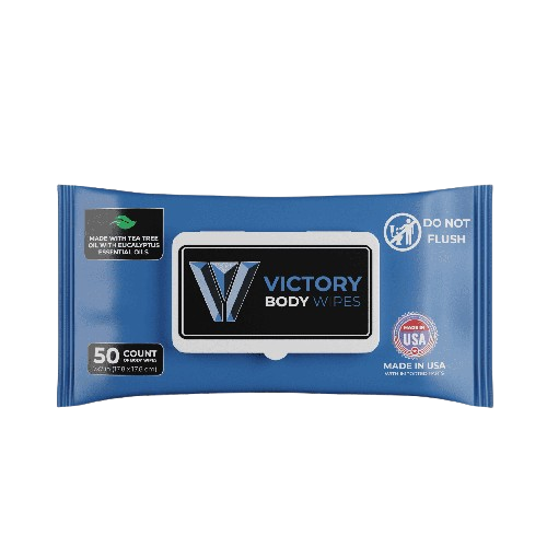 Victory Body Wipes (50 Count) Post-Workout Wipes with Tea Tree & Eucalyptus Essential Oils