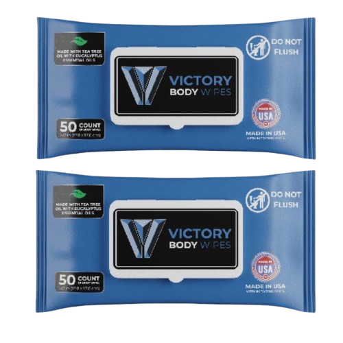 Victory Body Wipes (50 Count) Post-Workout Wipes with Tea Tree & Eucalyptus Essential Oils
